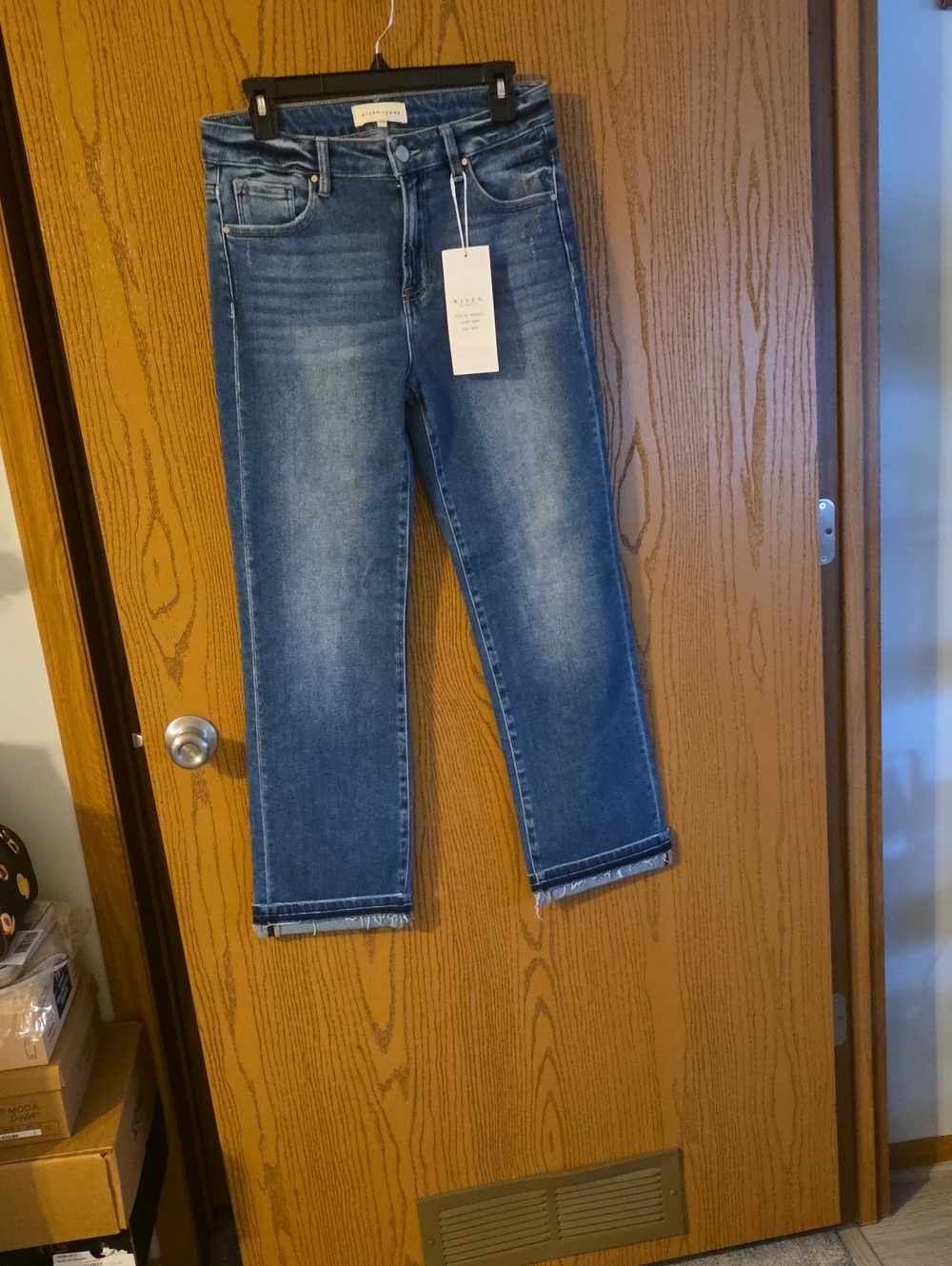 Risen Women's Blue Straight-Leg Jeans - Brand: Frame Denim W 15-16 I 28 R 10 1/2